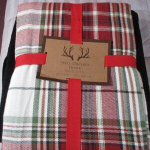 Well Dressed Home 100% Cotton Rectangle Tablecloth 60" x 120" Holiday Plaid NWT